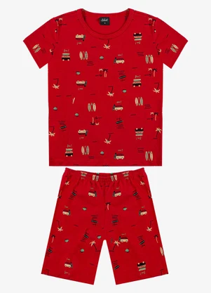 Select - Pijama Infantil Camiseta e Bermuda Vermelho - SELECT