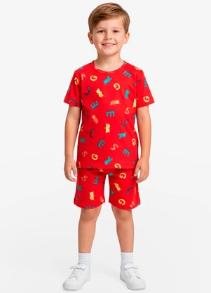 Select - Pijama Infantil Camiseta e Bermuda Vermelho - SELECT