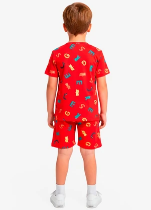 Select - Pijama Infantil Camiseta e Bermuda Vermelho - SELECT
