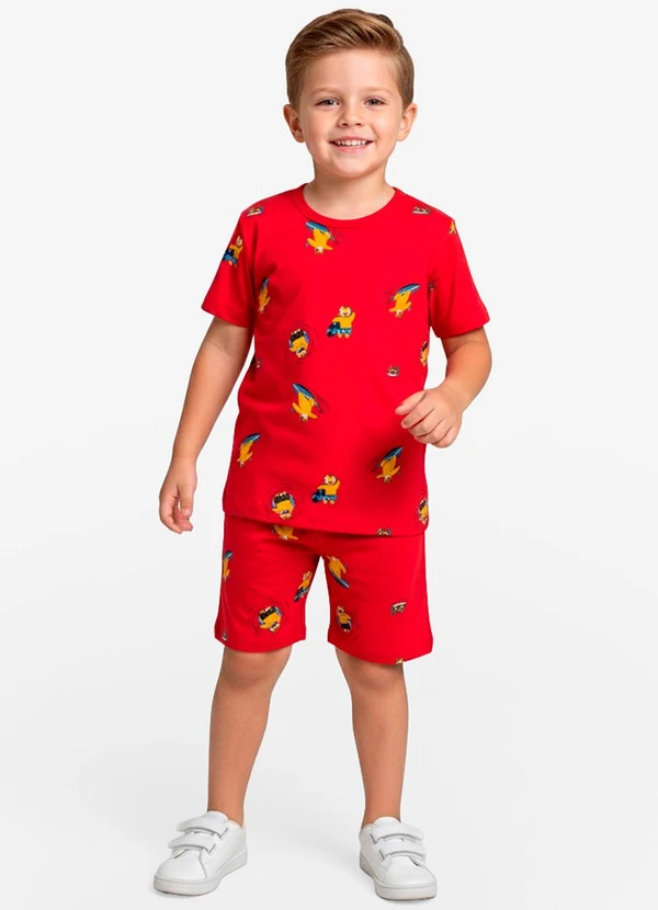 Select - Pijama Infantil Camiseta e Bermuda Vermelho