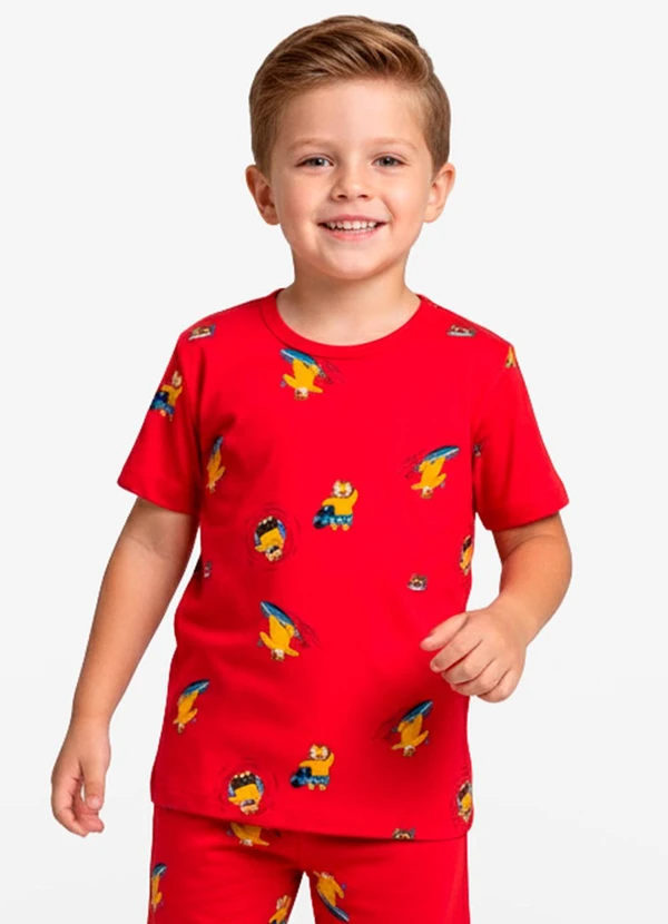 Select - Pijama Infantil Camiseta e Bermuda Vermelho 3