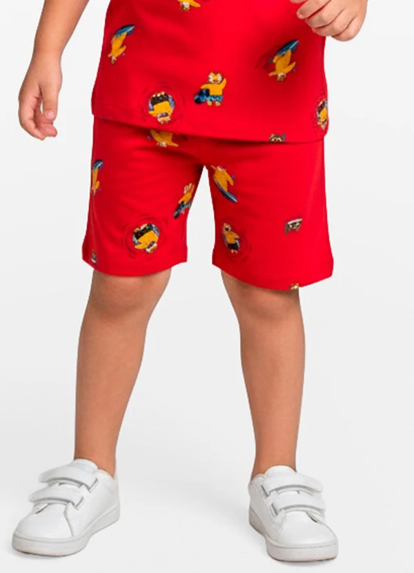 Select - Pijama Infantil Camiseta e Bermuda Vermelho 4