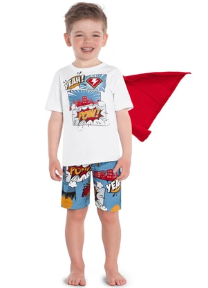 Kyly - Pijama Infantil com Capa Menino Branco - KYLY