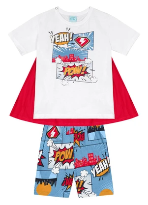 Kyly - Pijama Infantil com Capa Menino Branco - KYLY