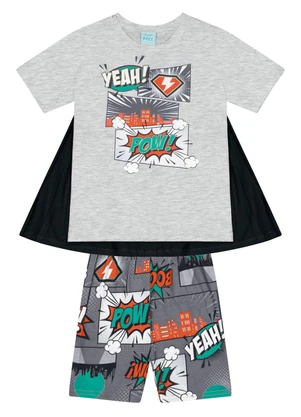Kyly - Pijama Infantil com Capa Menino Mescla - KYLY