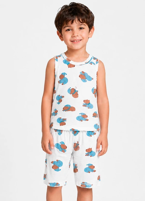 Select - Pijama Infantil em Meia Malha Branco