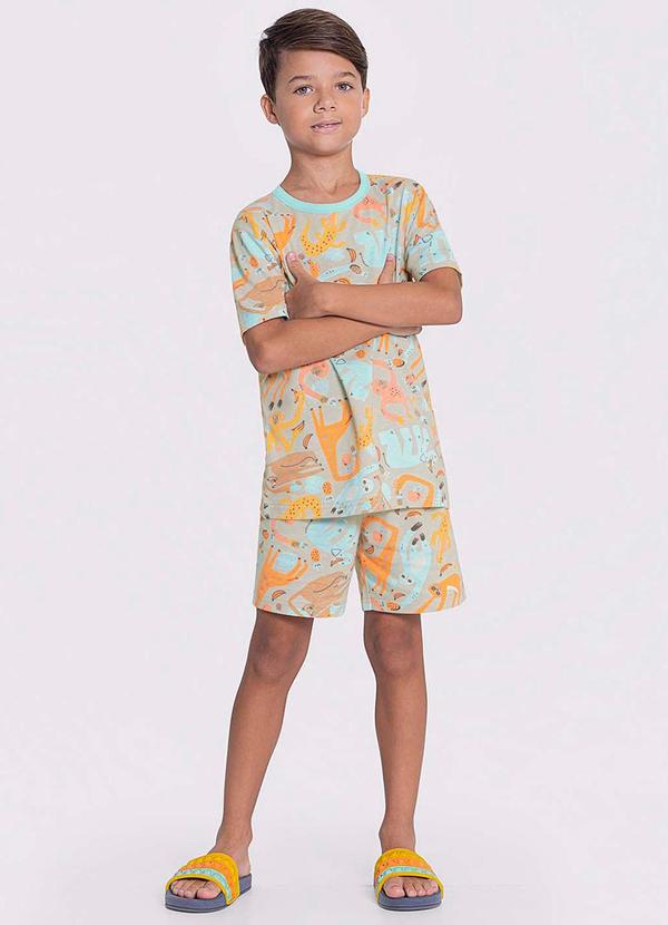 Alakazoo - Pijama Infantil Estampa Brilha no Escuro Bege
