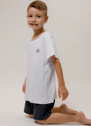 Piante Pijamas - Pijama Infantil Manga Curta Algodão Branco - PIANTE PIJAMAS