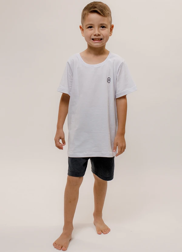 Piante Pijamas - Pijama Infantil Manga Curta Algodão Branco
