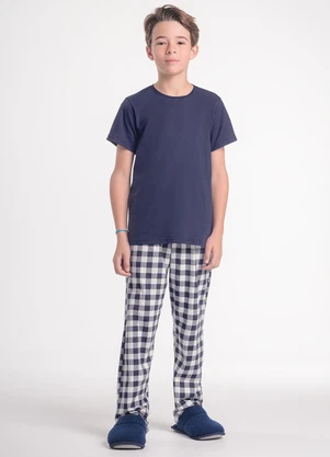 Espaço Pijama - Pijama Infantil Manga Longa com Calça Azul - ESPAÇO PIJAMA