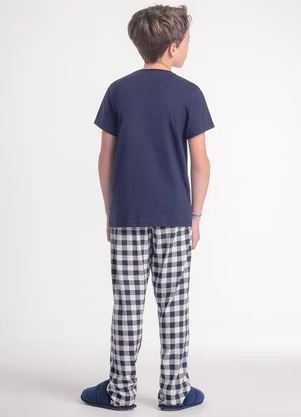 Espaço Pijama - Pijama Infantil Manga Longa com Calça Azul - ESPAÇO PIJAMA