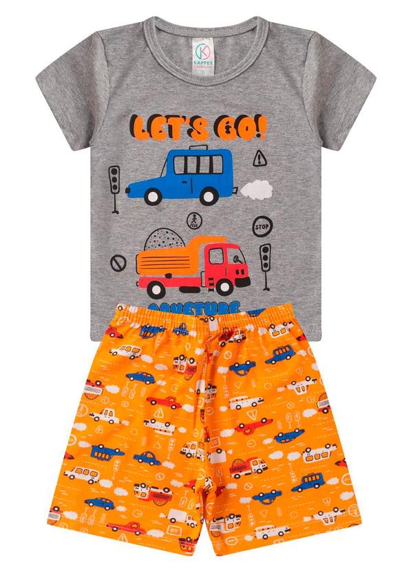 Rovitex - Pijama Infantil Masculino Manga Curta Cinza