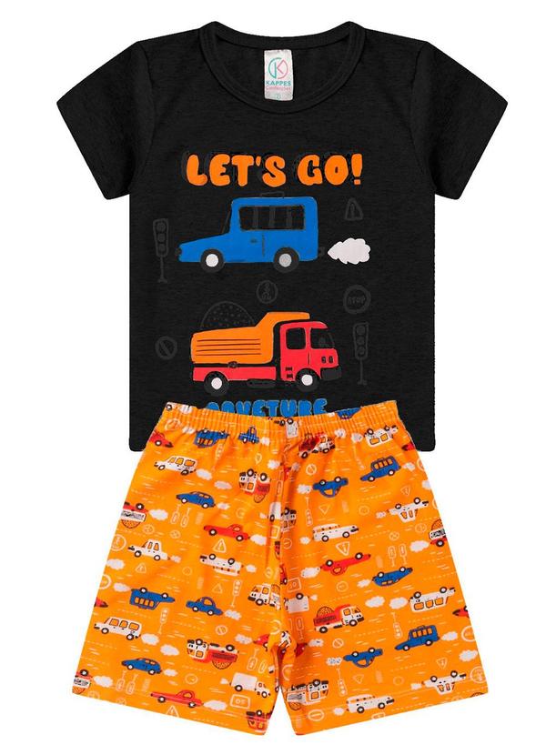 Rovitex - Pijama Infantil Masculino Manga Curta Preto