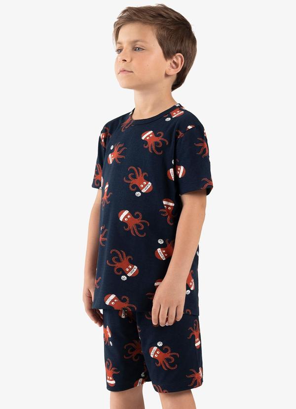 Rovi Kids - Pijama Infantil Masculino Meia Malha Azul