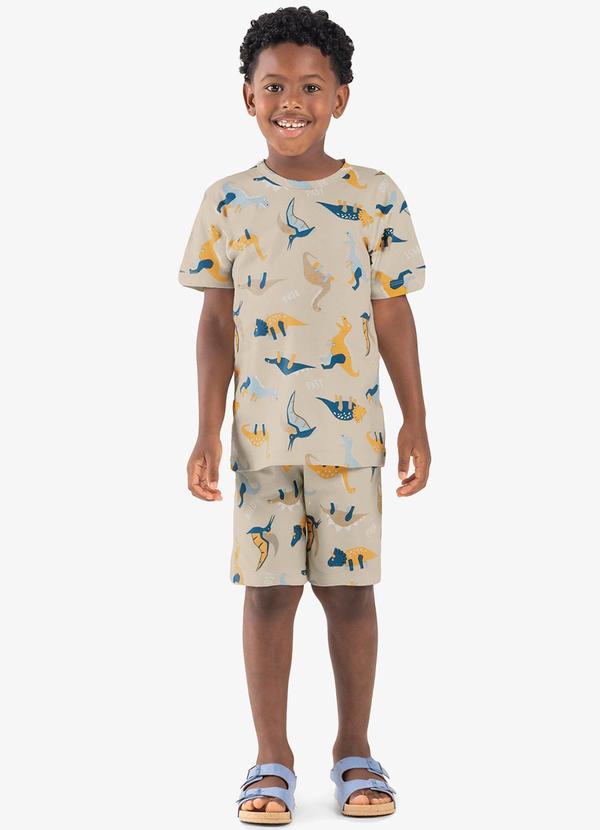 Rovi Kids - Pijama Infantil Masculino Meia Malha Bege 3