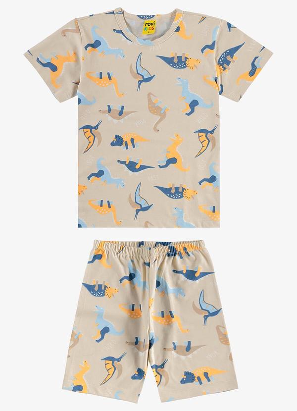Rovi Kids - Pijama Infantil Masculino Meia Malha Bege 6