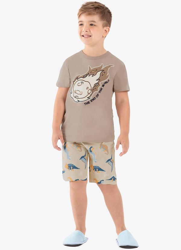 Rovi Kids - Pijama Infantil Masculino Meia Malha Marrom 3