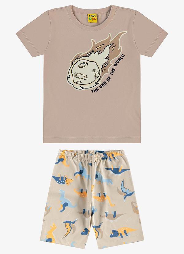 Rovi Kids - Pijama Infantil Masculino Meia Malha Marrom 6