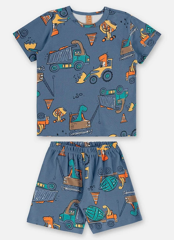 Up Baby - Pijama Infantil Masculino Suedine Azul 2