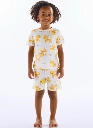 Up Baby - Pijama Infantil Masculino Suedine Bege - UP BABY