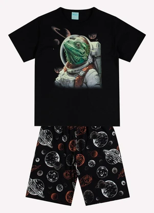 Kyly - Pijama Infantil Menino Astronauta Preto - KYLY