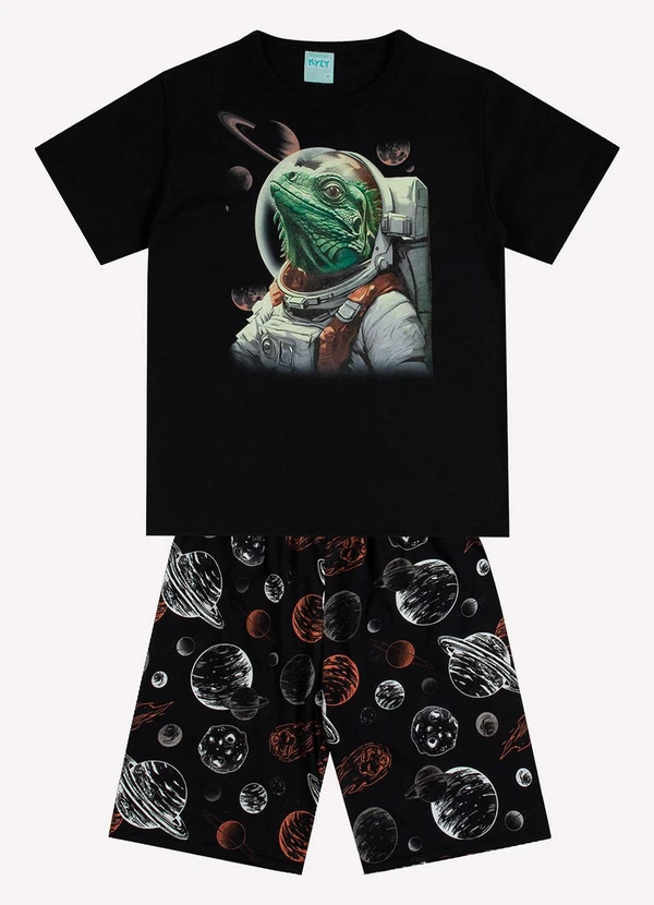 Kyly - Pijama Infantil Menino Astronauta Preto 2
