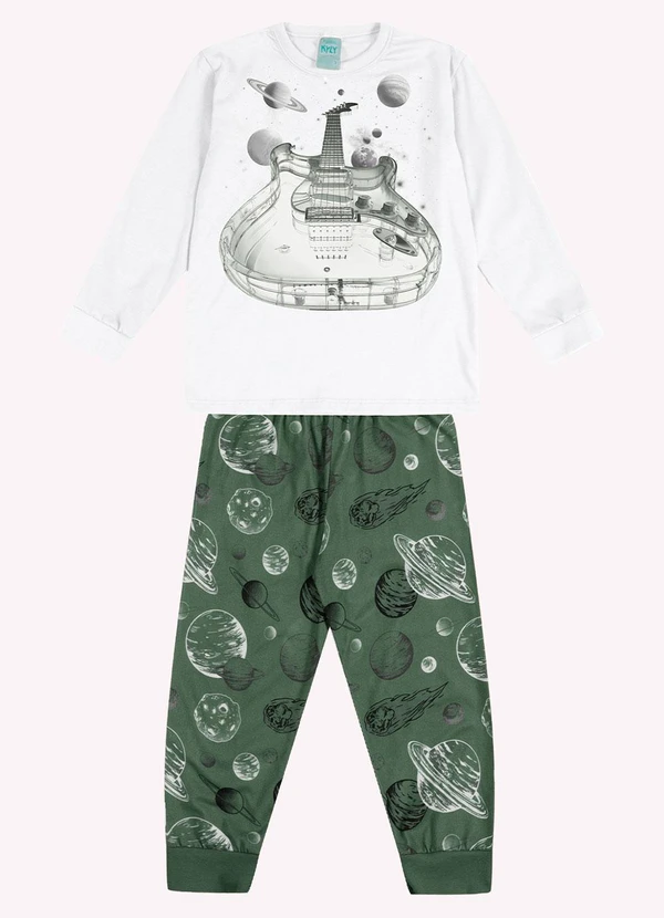 Kyly - Pijama Infantil Menino Brilha no Escuro Branco