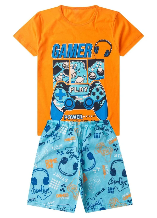 Select - Pijama Infantil Menino Brilha no Escuro Laranja 1