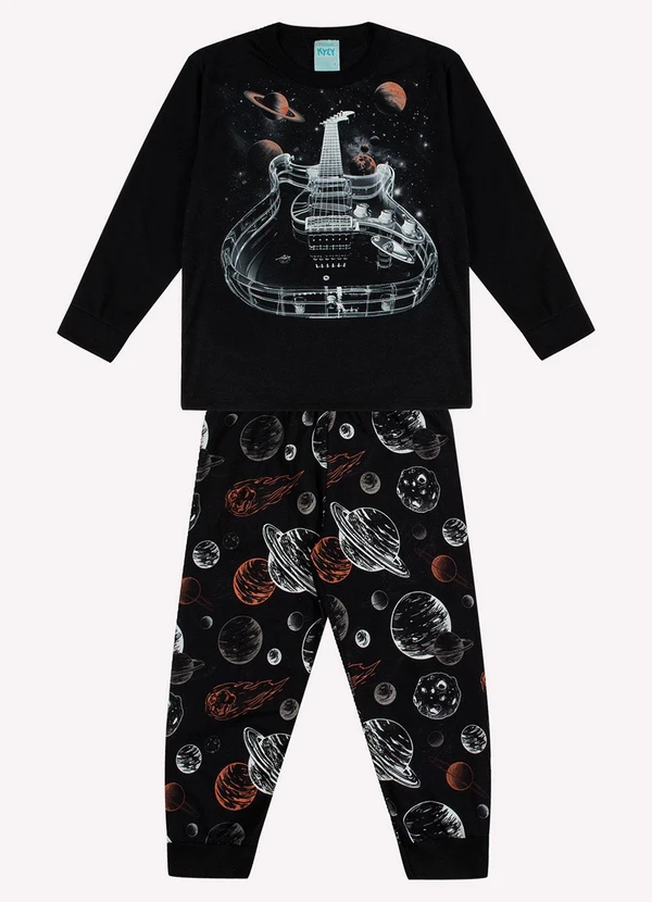 Kyly - Pijama Infantil Menino Brilha no Escuro Preto 2