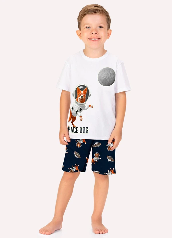 Kyly - Pijama Infantil Menino Cachorrinho Branco