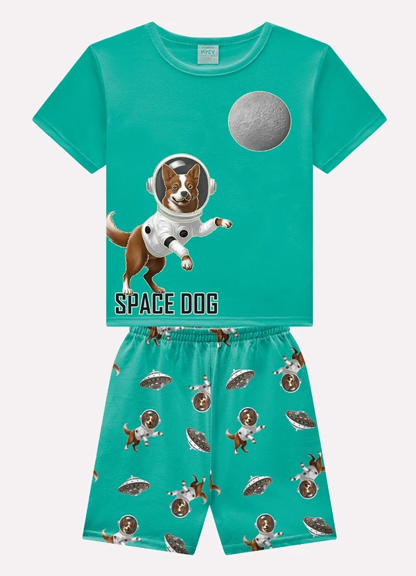Kyly - Pijama Infantil Menino Cachorrinho Verde