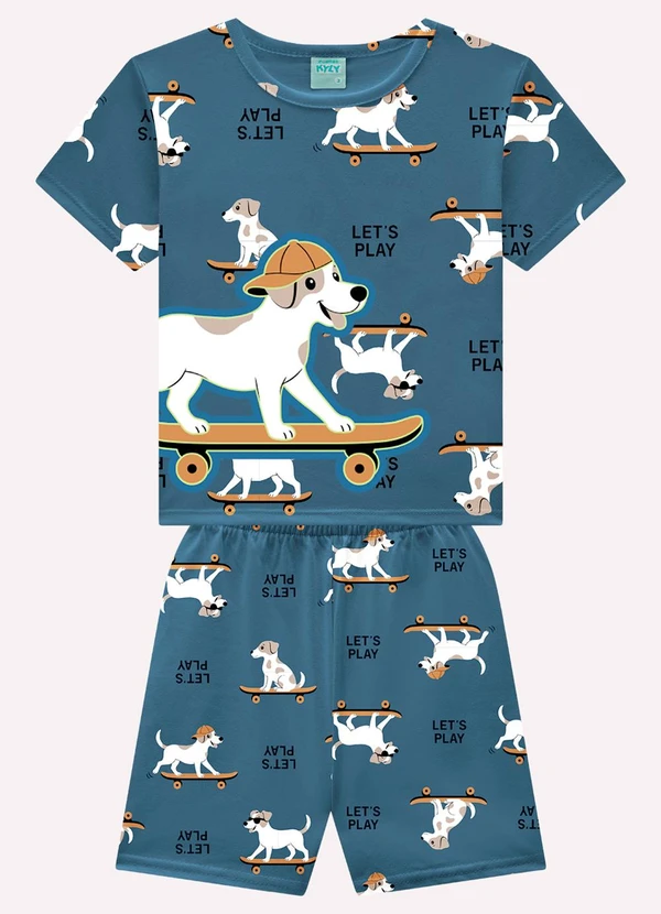Kyly - Pijama Infantil Menino Cachorrinhos Azul