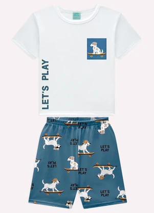 Kyly - Pijama Infantil Menino Cachorrinhos Branco - KYLY