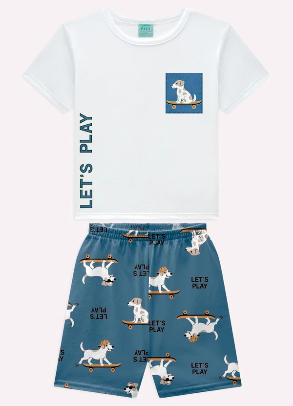 Kyly - Pijama Infantil Menino Cachorrinhos Branco