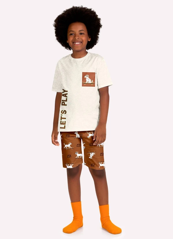 Kyly - Pijama Infantil Menino Cachorrinhos Cinza