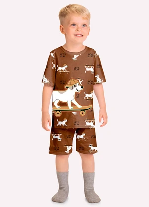Kyly - Pijama Infantil Menino Cachorrinhos Marrom - KYLY