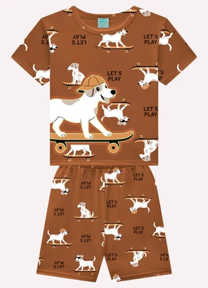 Kyly - Pijama Infantil Menino Cachorrinhos Marrom - KYLY