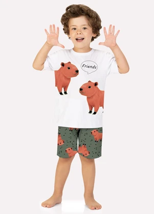 Kyly - Pijama Infantil Menino Capivaras Branco - KYLY