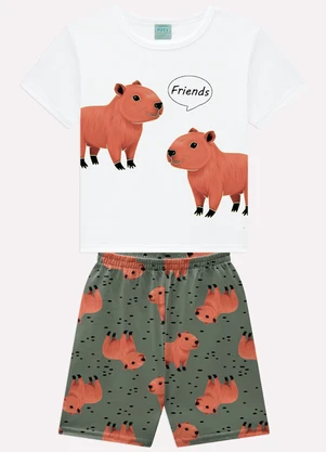 Kyly - Pijama Infantil Menino Capivaras Branco - KYLY