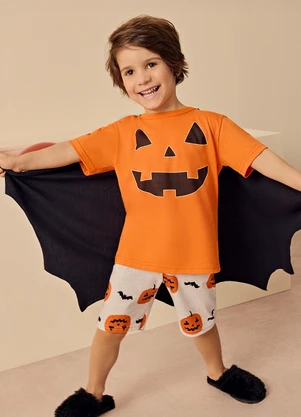 Kyly - Pijama Infantil Menino com Capa Laranja - KYLY