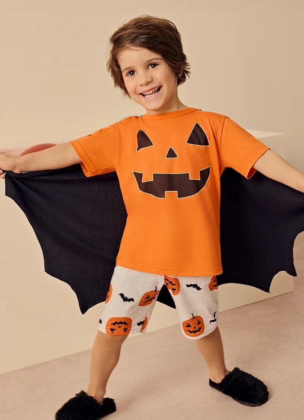 Kyly - Pijama Infantil Menino com Capa Laranja