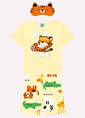 Kyly - Pijama Infantil Menino com Máscara Amarelo - KYLY