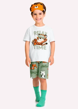 Kyly - Pijama Infantil Menino com Máscara Branco - KYLY