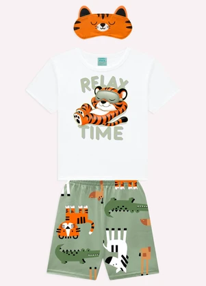 Kyly - Pijama Infantil Menino com Máscara Branco - KYLY