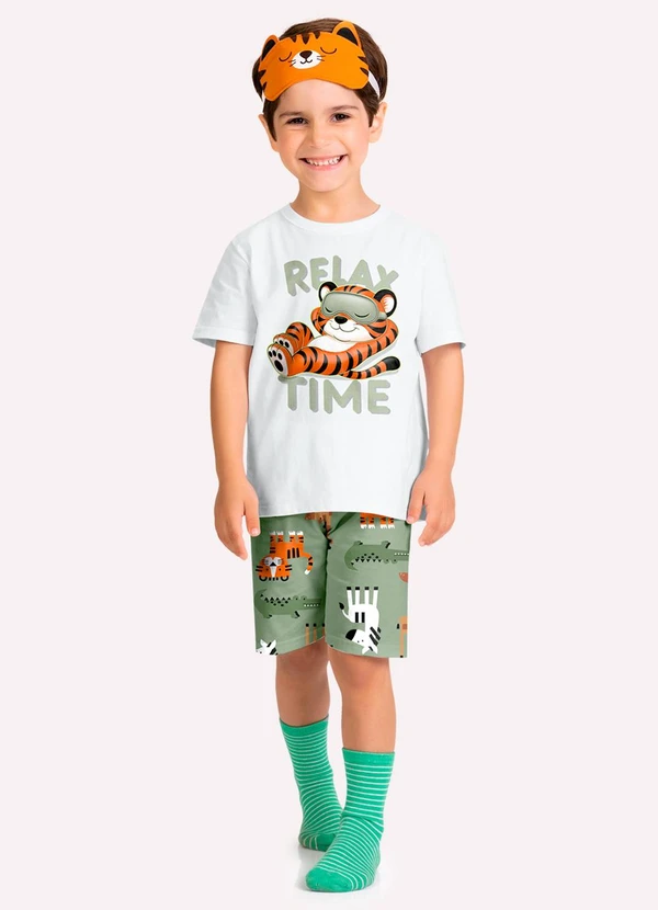 Kyly - Pijama Infantil Menino com Máscara Branco