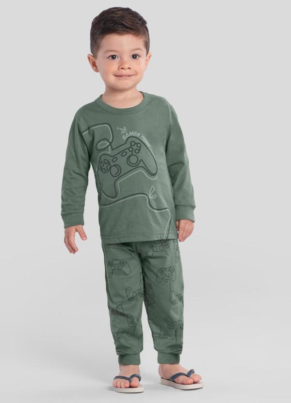 Brandili - Pijama Infantil Menino de Games em Puff Verde