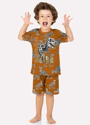 Kyly - Pijama Infantil Menino Dinossauro Amarelo - KYLY