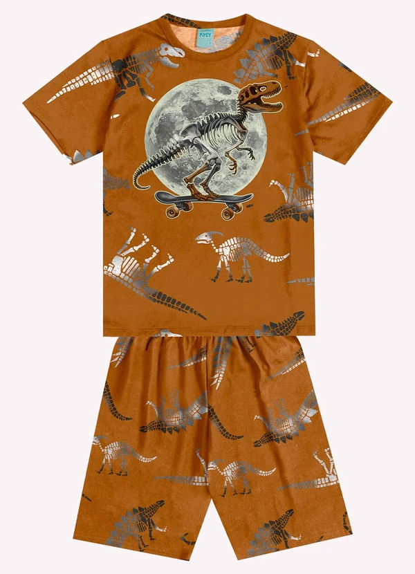Kyly - Pijama Infantil Menino Dinossauro Marrom