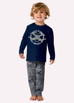 Kyly - Pijama Infantil Menino em Algodão Azul - KYLY