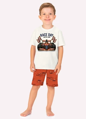 Kyly - Pijama Infantil Menino em Algodão Branco - KYLY